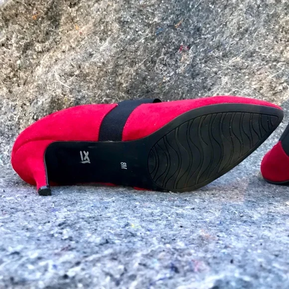 IMPO Stretch Red Suede Heels size 8 Pointed-Toe Mary Jane - Picture 13 of 14